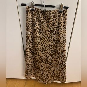 Abercrombie Leopard Print satin midi skirt